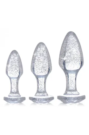 Silver Glitter Butt Plug Set