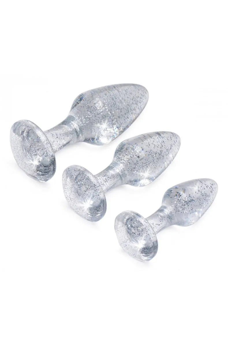 Silver Glitter Butt Plug Set