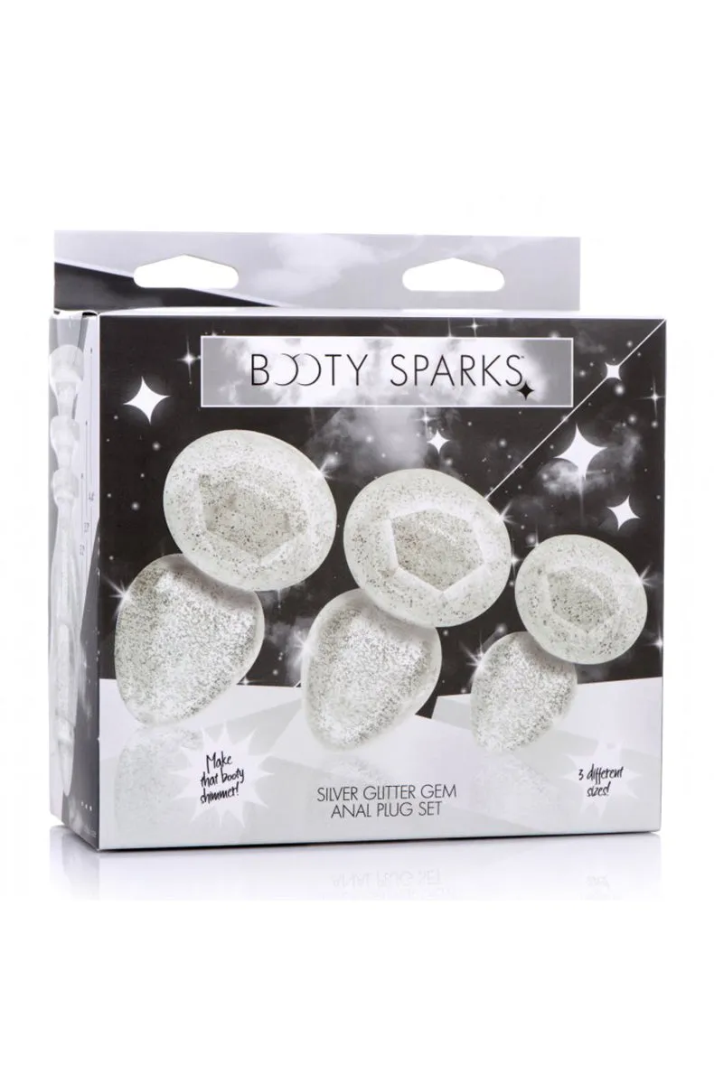 Silver Glitter Butt Plug Set