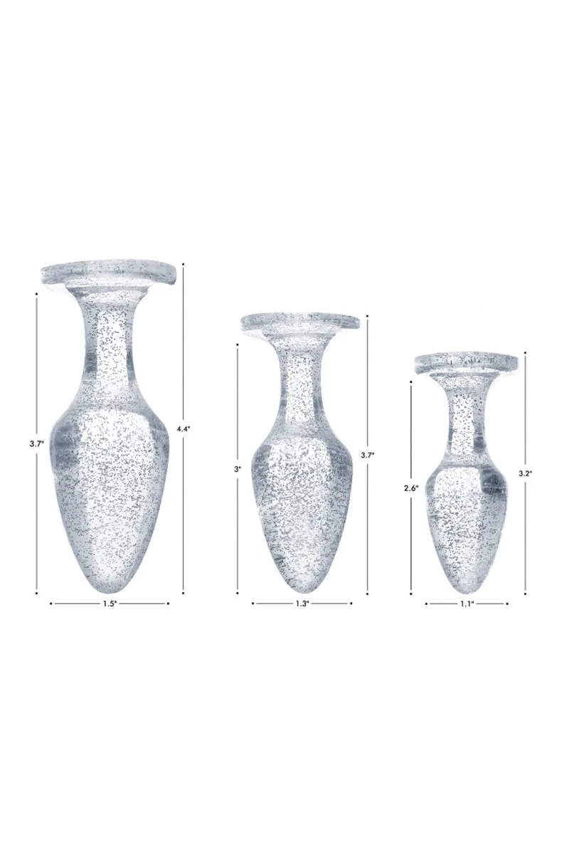 Silver Glitter Butt Plug Set
