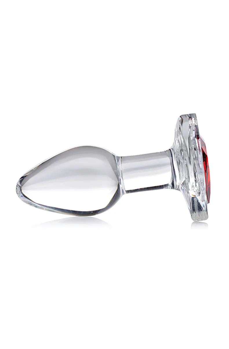 Small Glass Red Heart Gem Butt Plug