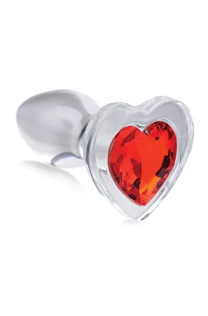 Small Glass Red Heart Gem Butt Plug