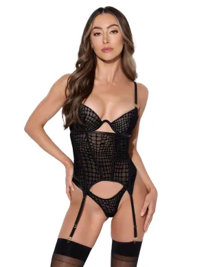 Snake Velvet Burnout Bustier & Thong Set