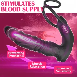 Thrusting Anal Vibrator 5-in-1 Vibrating Anal Plug Dildo Shaped Vibrator
