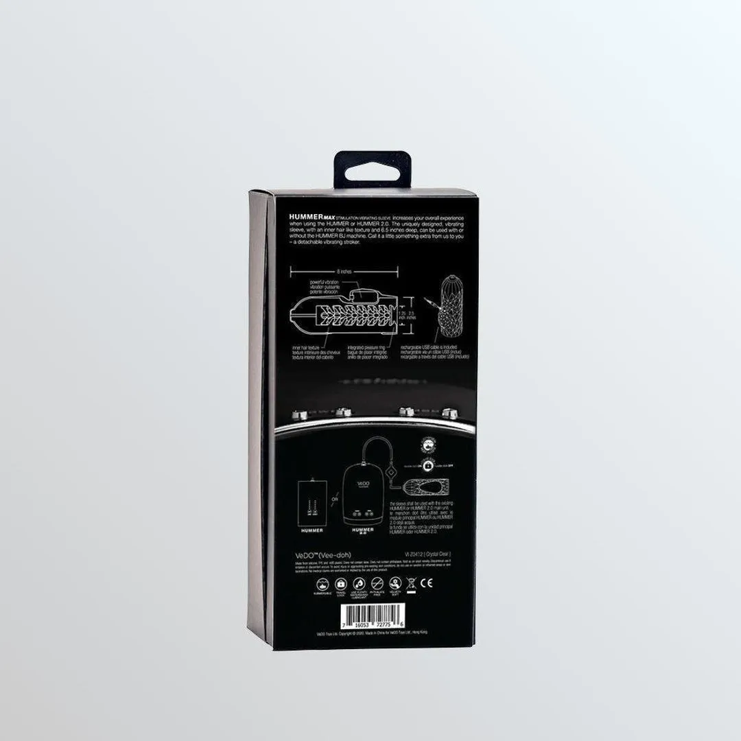 VeDO Hummer 2.0 Rechargeable Vibrating Masturbation Sleeve - Black Pearl