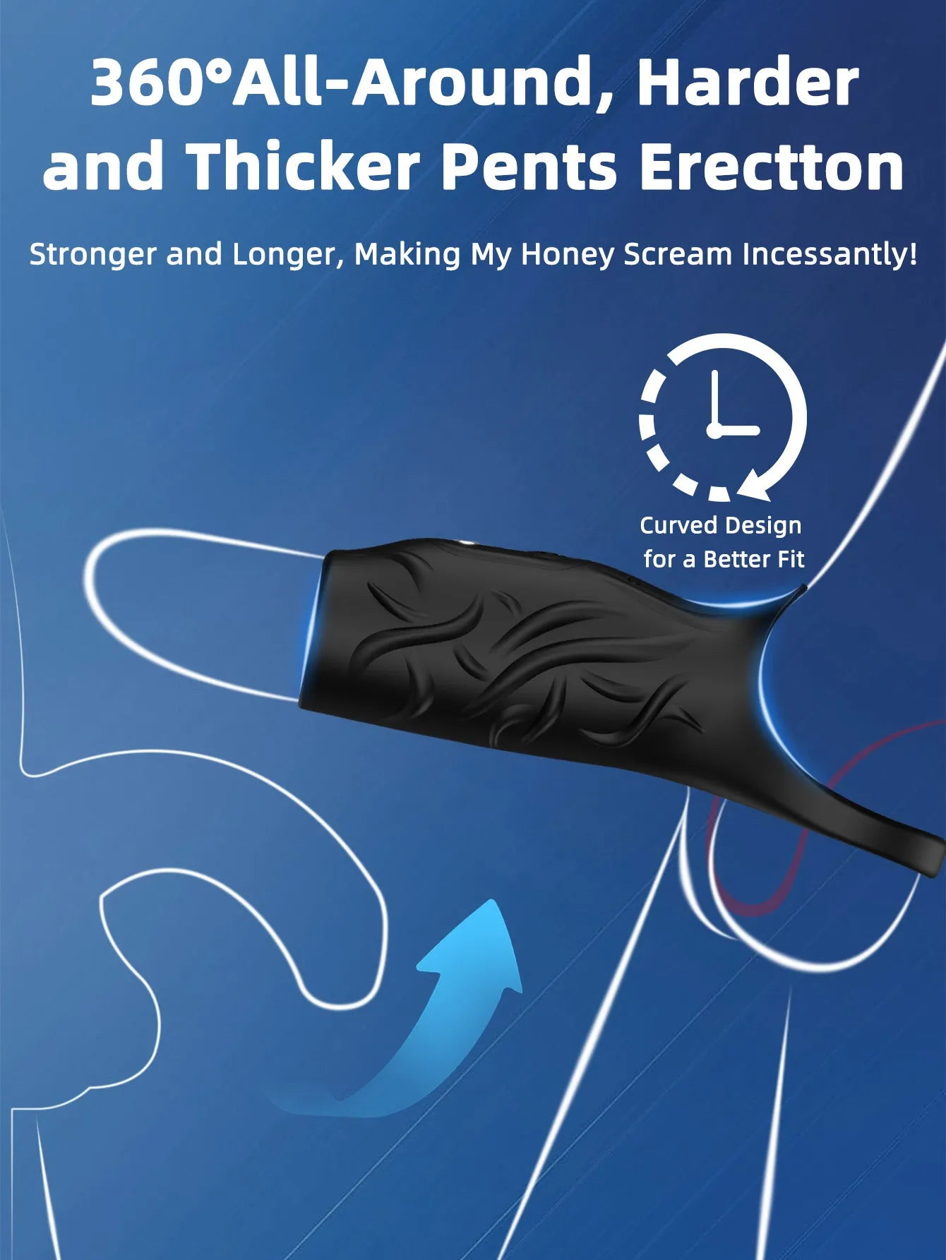 Vibrating Penis Sleeve Cock Ring Male Sex Toy- Silicone Penis Enlarger Delay Ejaculation Trainer