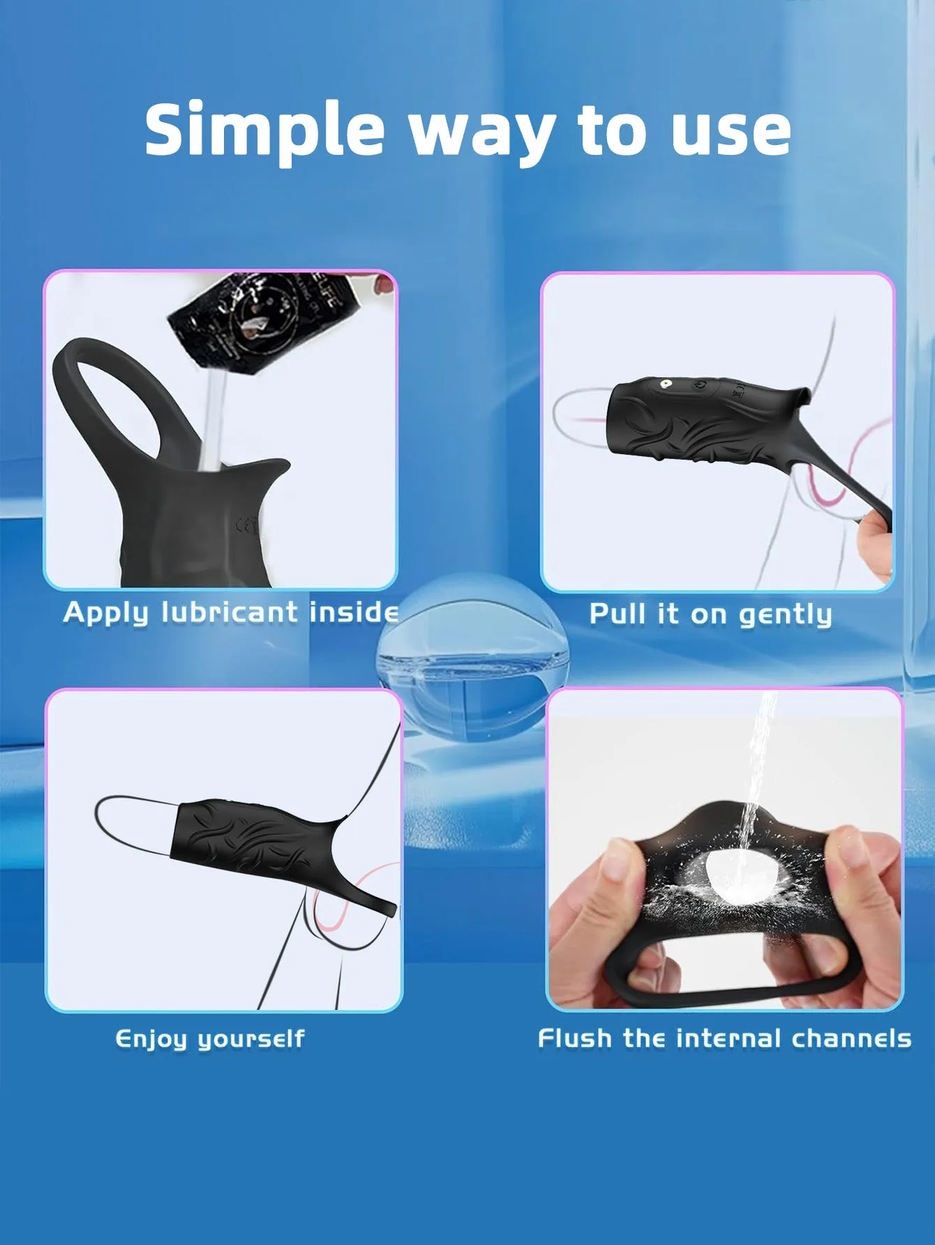 Vibrating Penis Sleeve Cock Ring Male Sex Toy- Silicone Penis Enlarger Delay Ejaculation Trainer