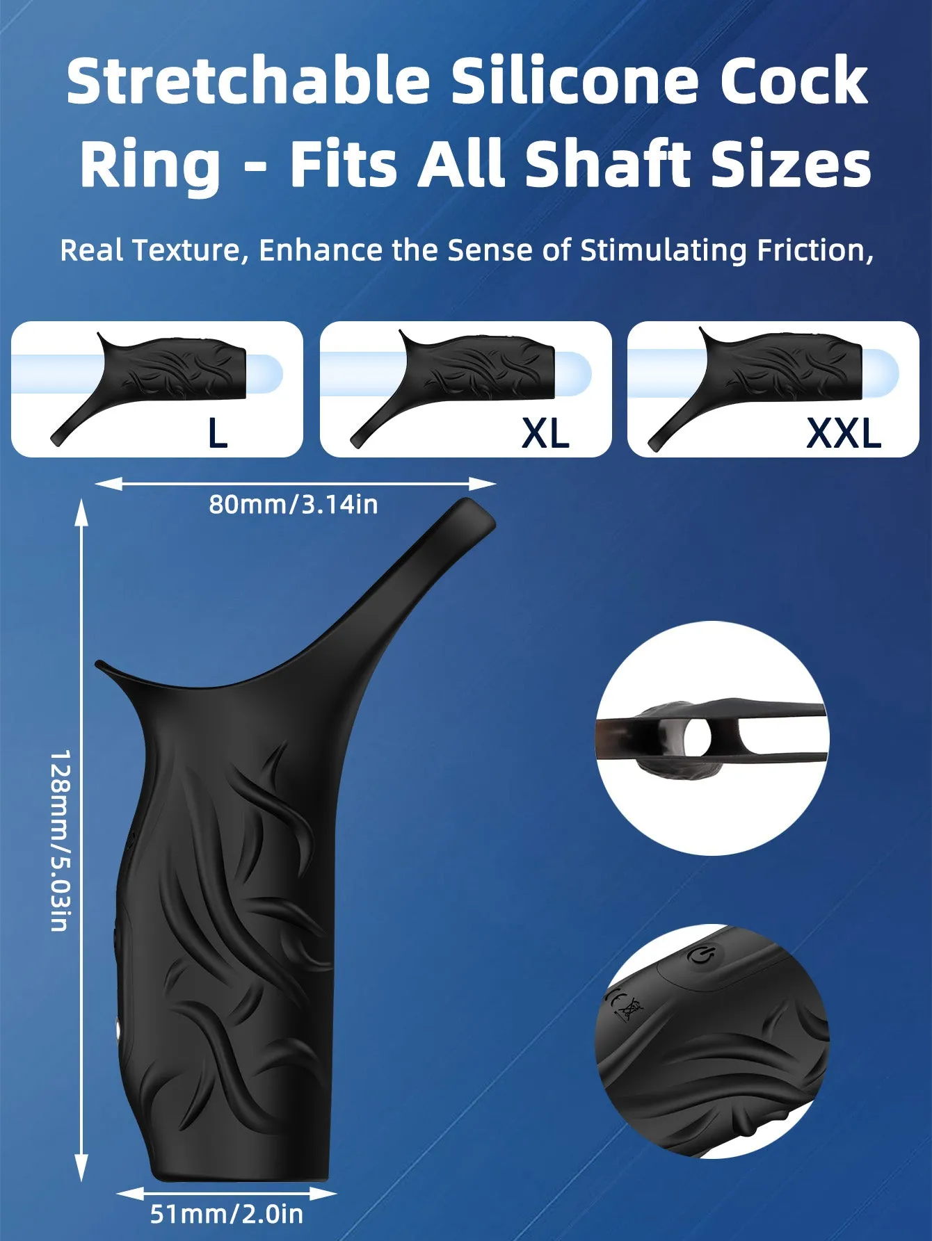 Vibrating Penis Sleeve Cock Ring Male Sex Toy- Silicone Penis Enlarger Delay Ejaculation Trainer