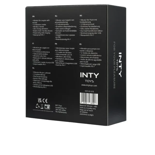 Vibrator dublu INTY TOYS SWITCH. pentru cupluri. control prin telecomandă. 12 funcții de vibrații ultra-puternice. silențios. negru