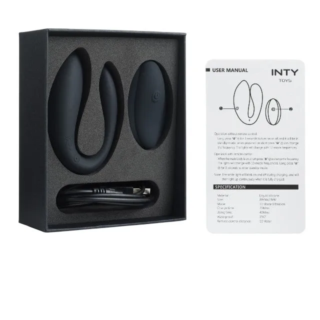 Vibrator dublu INTY TOYS SWITCH. pentru cupluri. control prin telecomandă. 12 funcții de vibrații ultra-puternice. silențios. negru