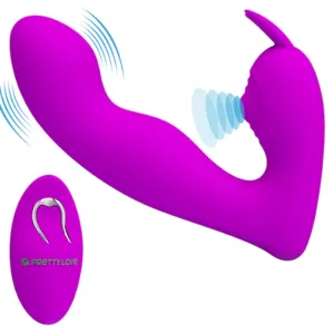 Vibrator dublu PRETTY LOVE Josephine. cu pulsații. pentru clitoris și punctul G. control prin telecomandă. 12 funcții de vibrație. mov