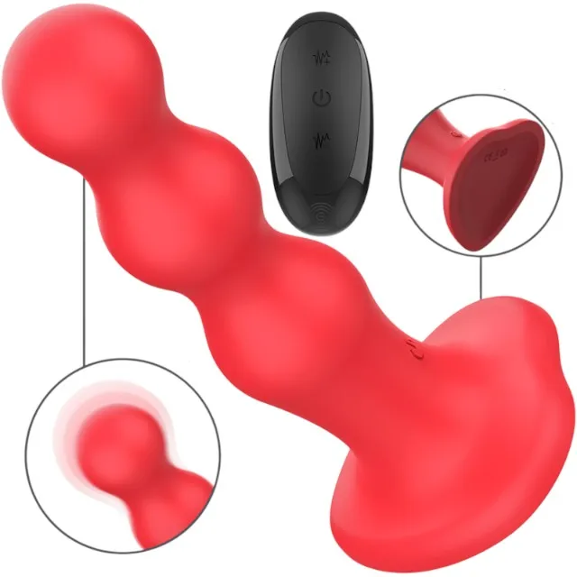 Vibrator INTENSE CODY. cu bază de fixare în formă de inimă. control prin telecomandă. 10 funcții de vibrație. roșu