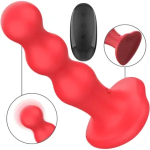 Vibrator INTENSE CODY. cu bază de fixare în formă de inimă. control prin telecomandă. 10 funcții de vibrație. roșu