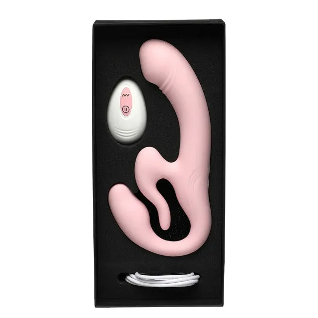 Vibrator INTY TOYS GLOW. pentru stimulare clitoridiană. vaginală și anală. control prin telecomandă. 10 funcții de vibrație. roz