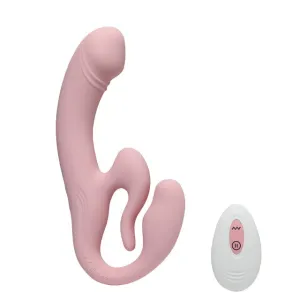 Vibrator INTY TOYS GLOW. pentru stimulare clitoridiană. vaginală și anală. control prin telecomandă. 10 funcții de vibrație. roz