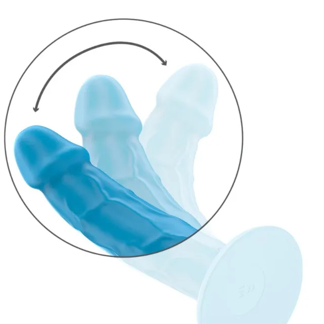 Vibrator realistic INTENSE PHOEBE. control prin telecomandă. 10 funcții de vibrație. bază cu ventuză pentru fixare. albastru