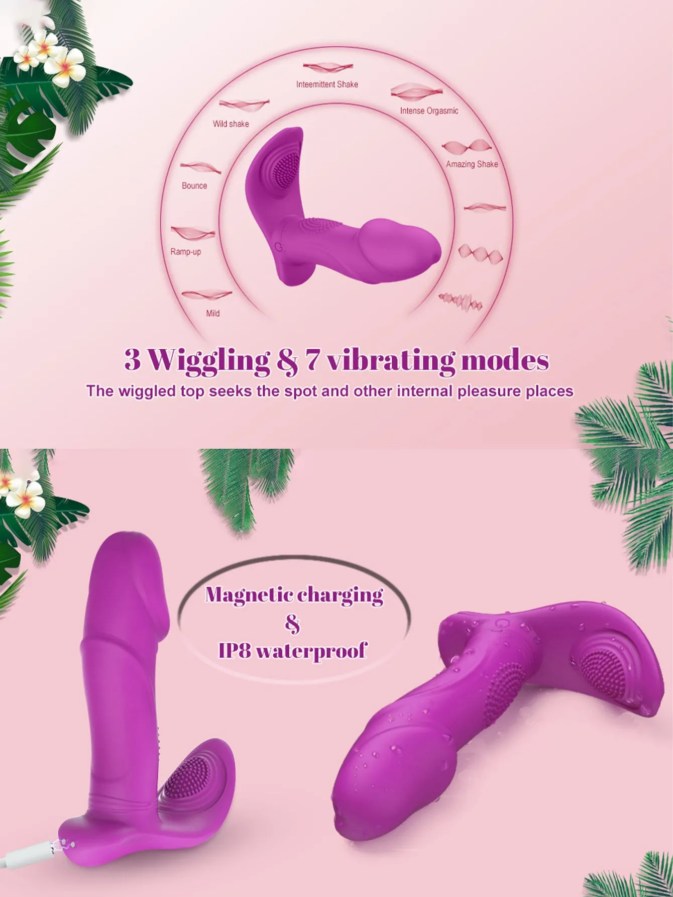 Wearable Wiggling Dildo Vibrator - Remote Control Clitoral G Spot Sex Toys for Women