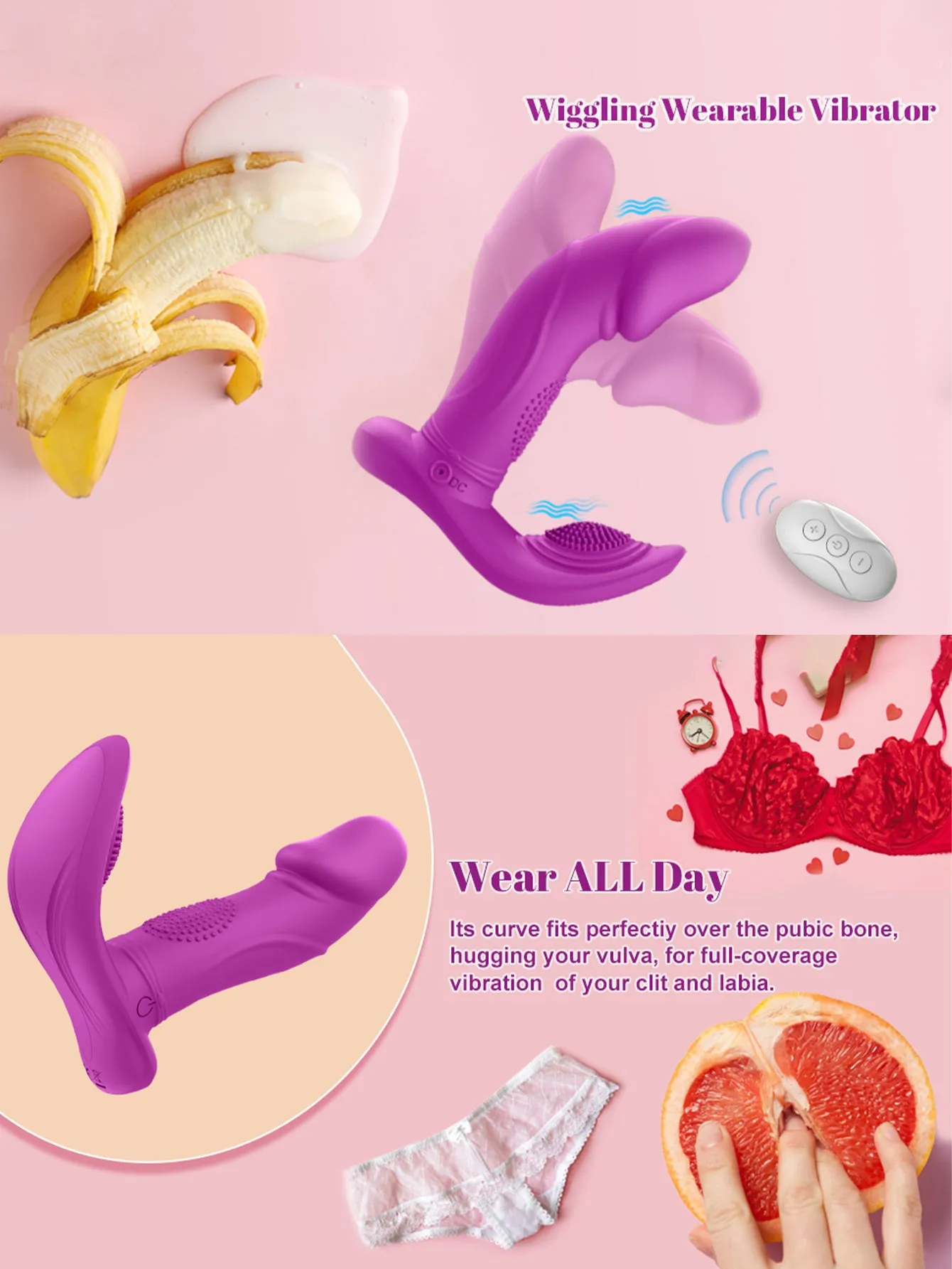 Wearable Wiggling Dildo Vibrator - Remote Control Clitoral G Spot Sex Toys for Women