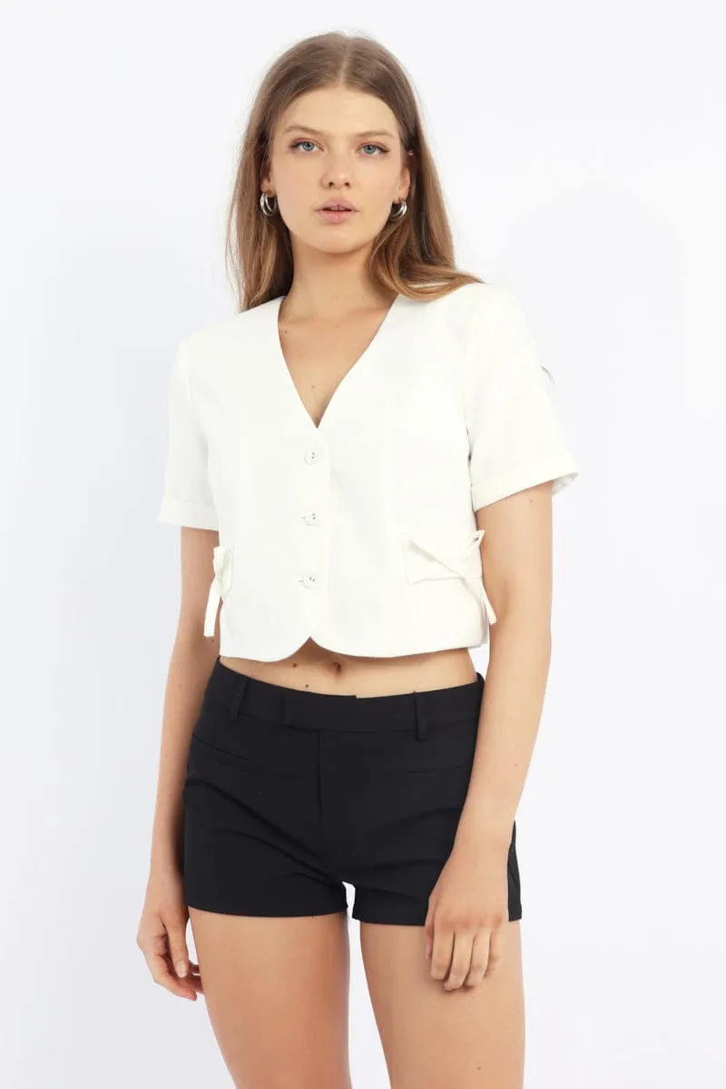 White Tailored Button Up Top