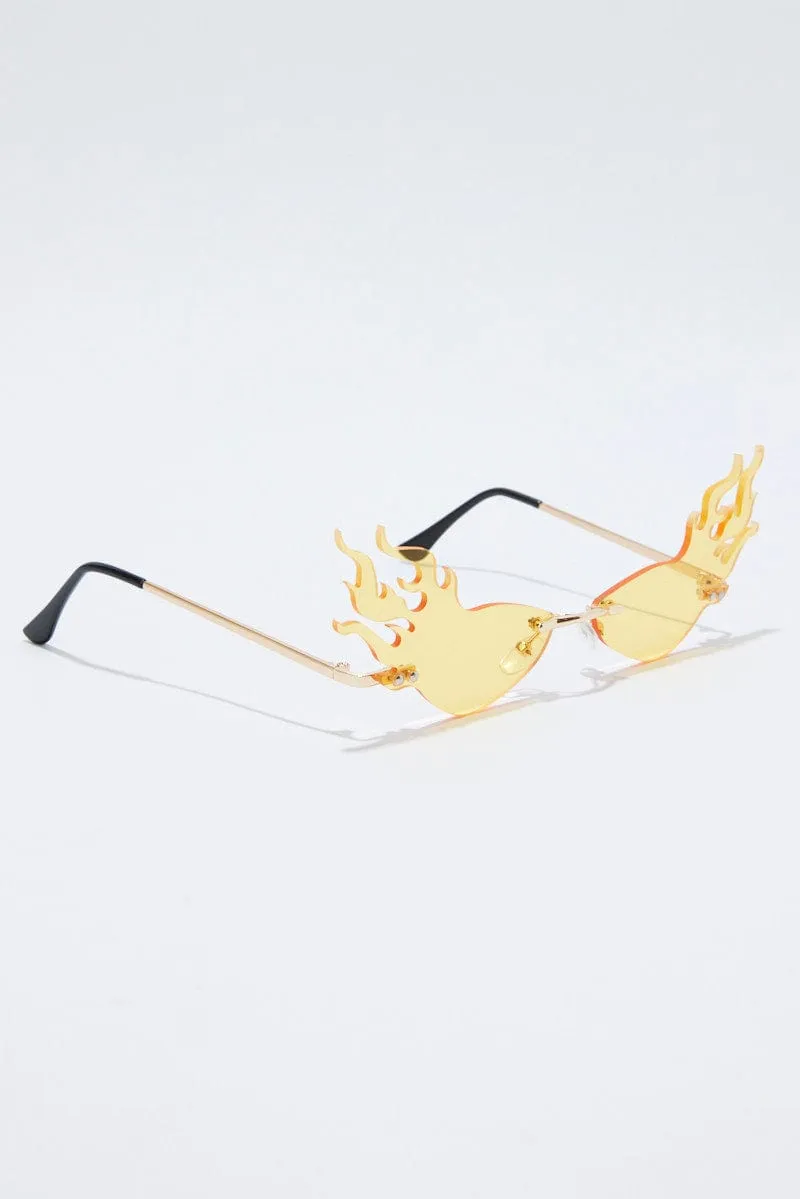 Yellow Flame Shaped Sunglasses