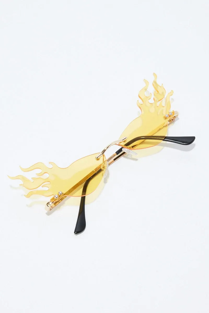 Yellow Flame Shaped Sunglasses