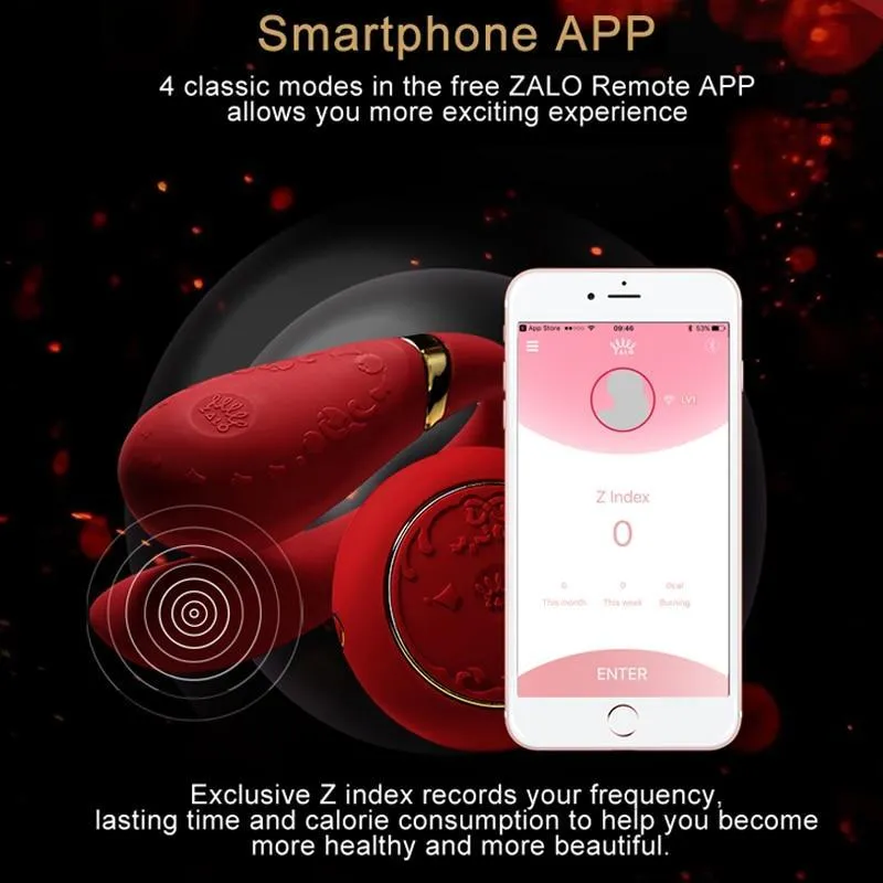 ZALO Double-head Couples G Spot U-type Silicone Stimulator Wireless App Remote Control Vibrator